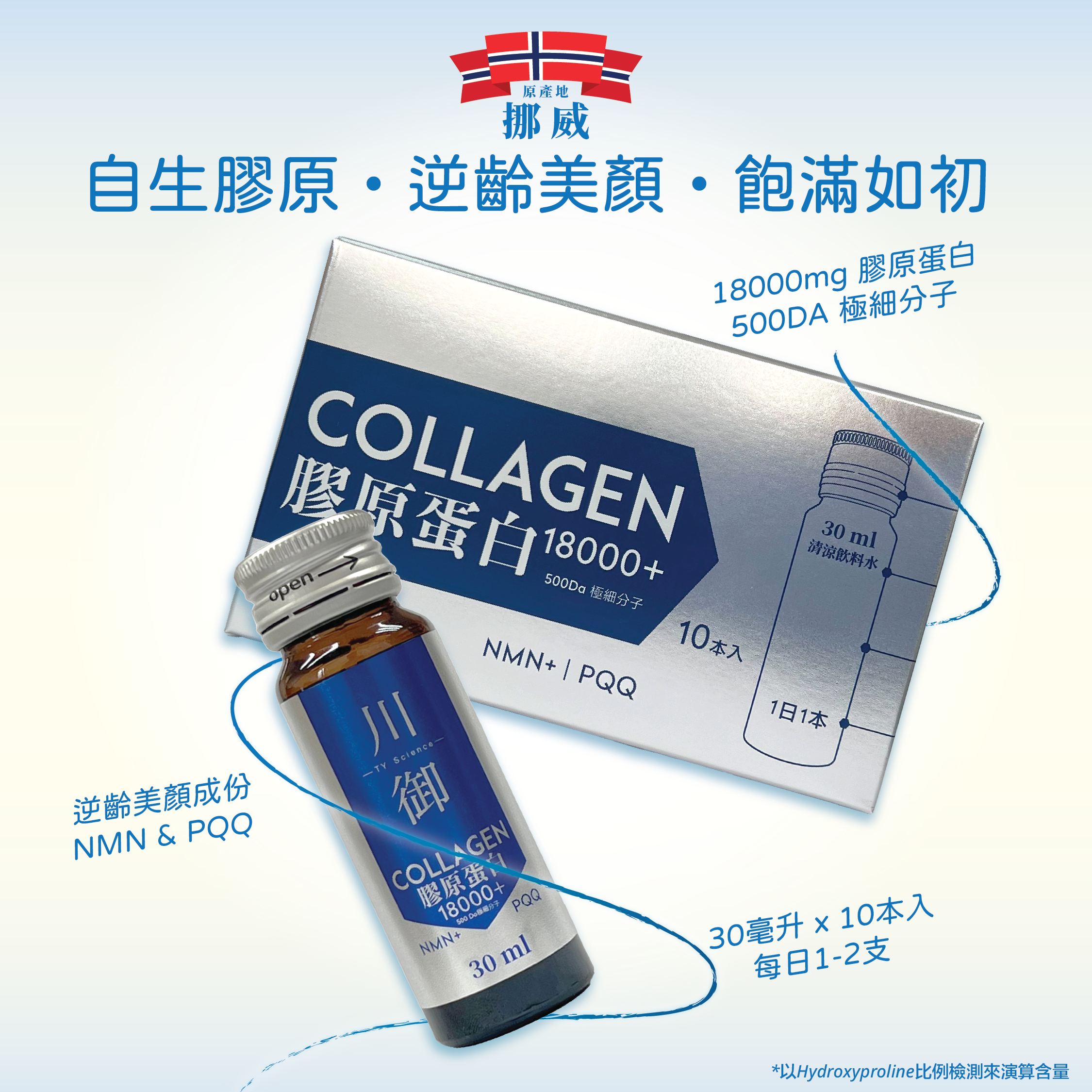 川御 - COLLAGEN 18000+ 膠原蛋白逆齡美肌飲 (一盒10瓶)