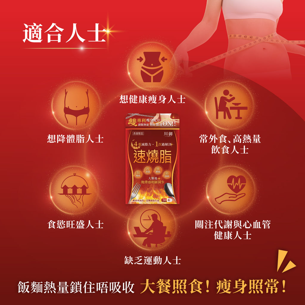 川御 - 速燒脂 (30粒膠囊裝) 阻隔碳水吸收 爆發兩倍燒脂力