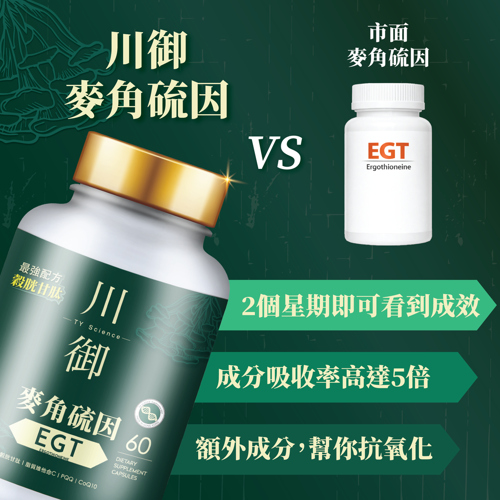川御 - 麥角硫因 EGT (60粒膠囊裝) 清除自由基 抗炎抗氧化