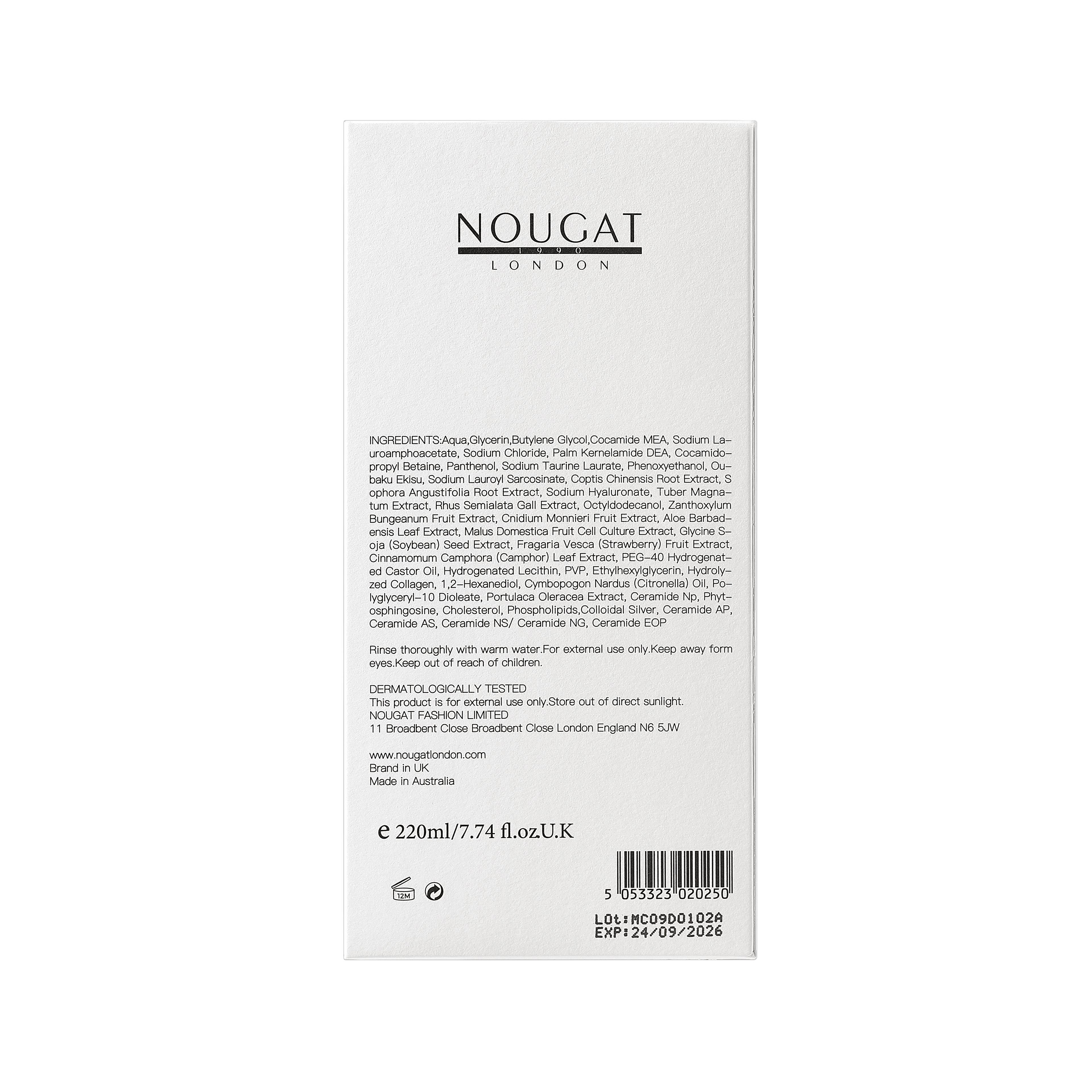 NOUGAT 敦集 - 英國清新澎潤私密洗護液 (220毫升)