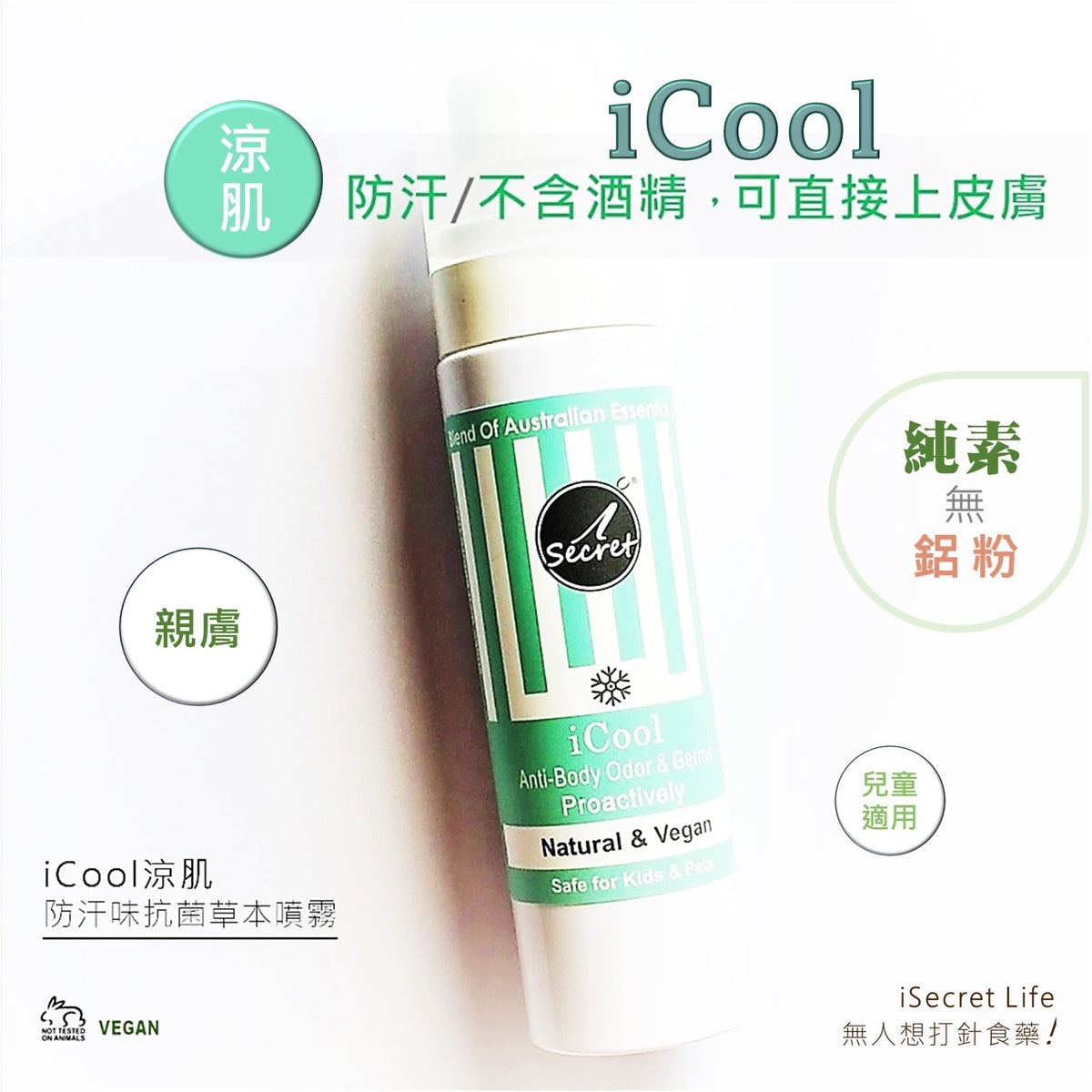 【買一送一】[394] iSecret - iCool涼肌 澳洲防汗味抗菌草本噴霧 (80毫升)