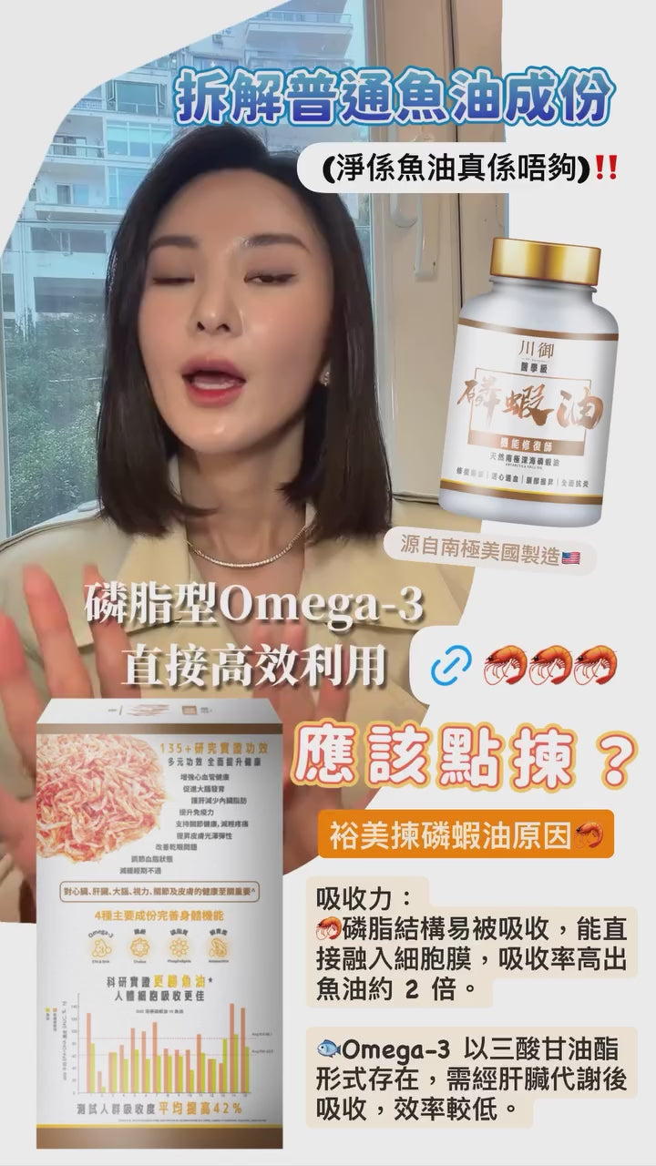 川御 -【裕美力推】醫學級南極磷蝦油 (30粒膠囊裝) 純淨南極品質 全面抗炎